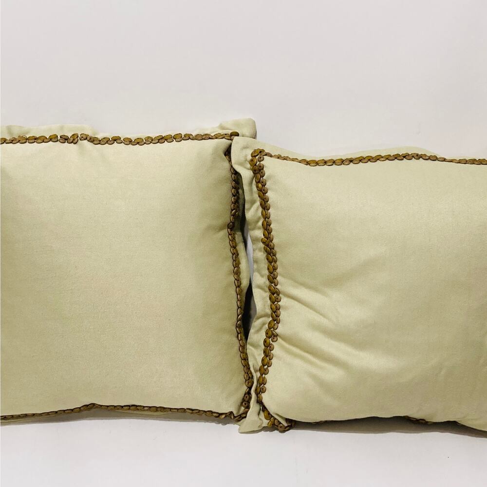 Set 2 Candice Olson Throw Pillows with down filled inserts wood bead edging Soft